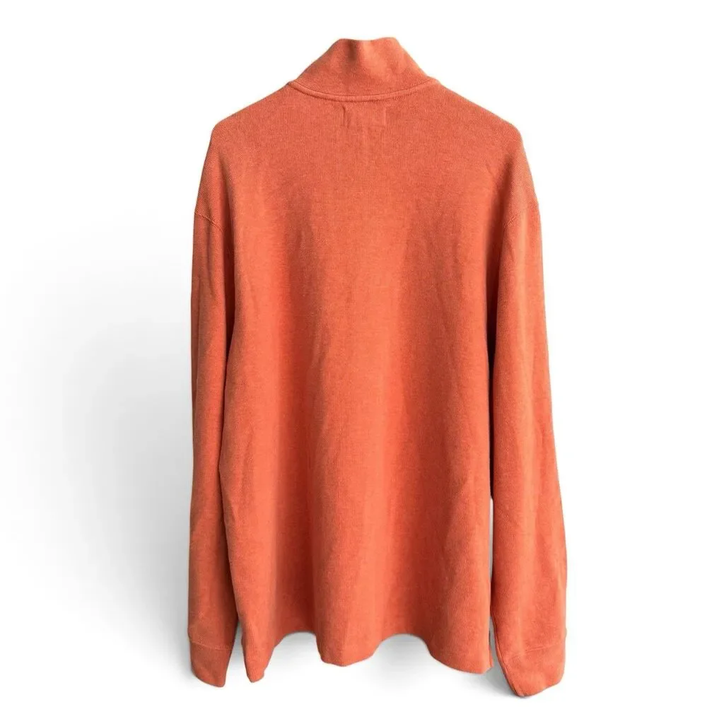 Polo Ralph Lauren 1/4 Zip Sweater Men XL Orange Mock Neck Knit Pullover Pony